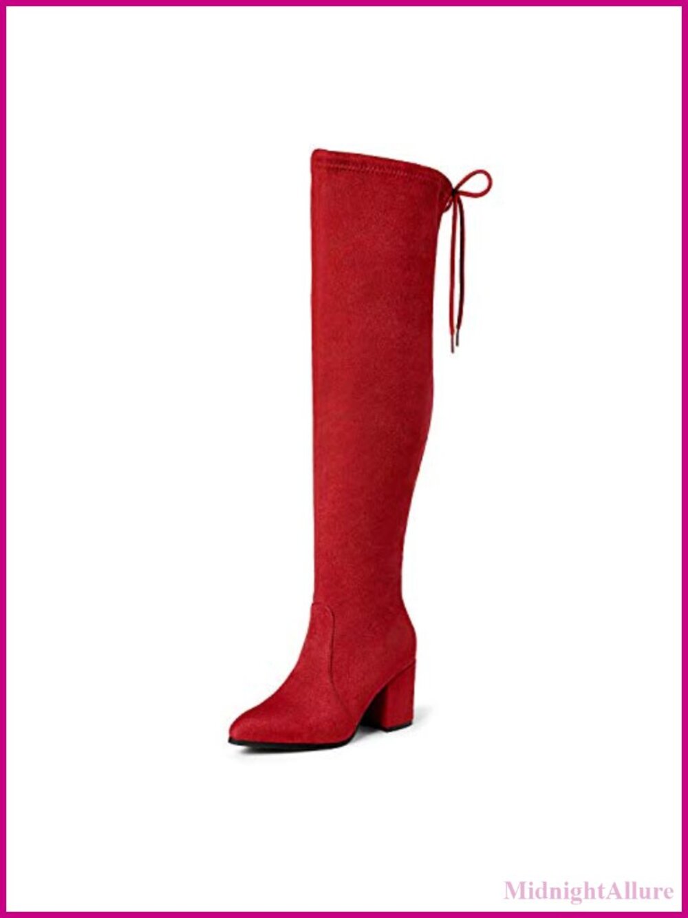 Women's Thigh High Over the Knee Stretch Block Heel Pointed Toe Faux Suede Boots